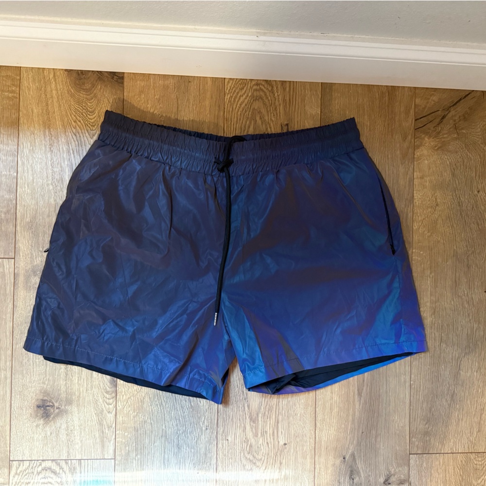 Men's REFLECTIVE RAINBOW RUNNING Shorts; NWOT; nonsmoking home